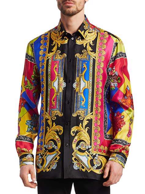 mens versace shirt big and tall|Versace long sleeve shirt men.